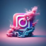 Instagram logo with water- smoke - pink color