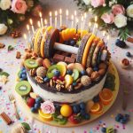 Birthday cake with dumbbells