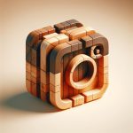 Concept Instagram 3d Logo with wood