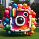Instagram logo made with balloons